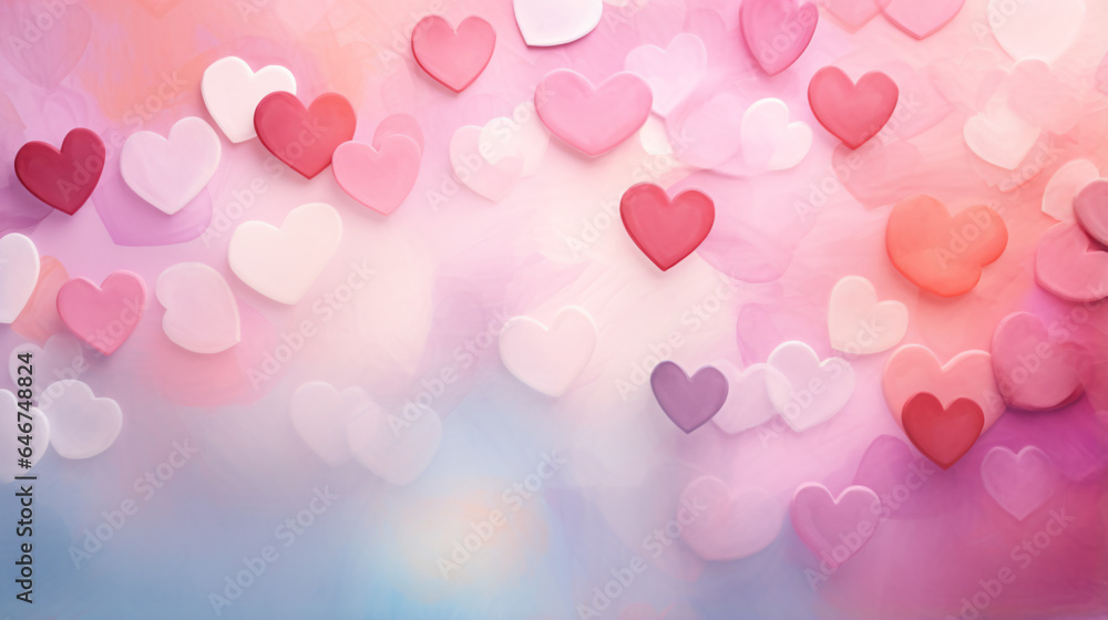 Abstract pastel background with hearts