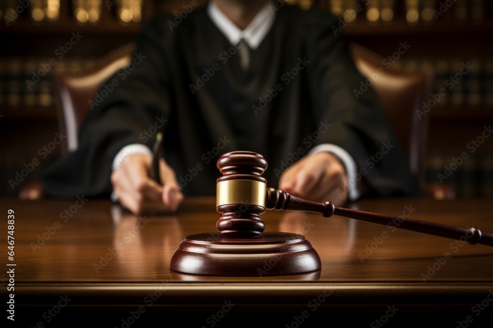 Judge gavel, close up. AI generative Judge gavel, close up. AI generative