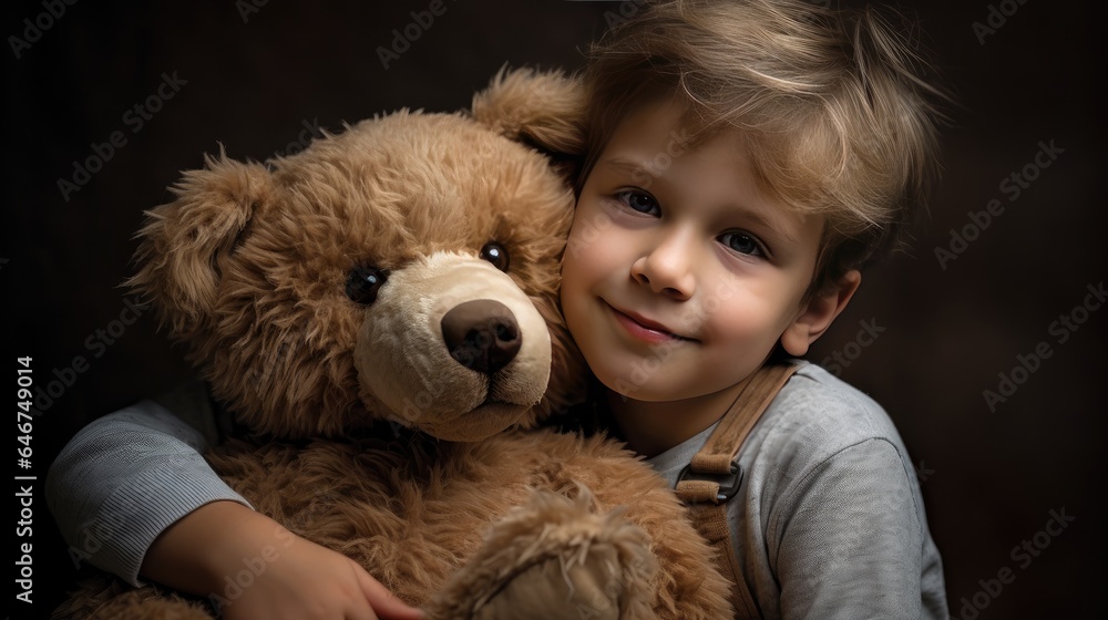 heartwarming innocence of childhood with a delightful image of a kid sitting next to their cherished teddy bear heartwarming innocence of childhood with a delightful image of a kid sitting next to their cherished teddy bear