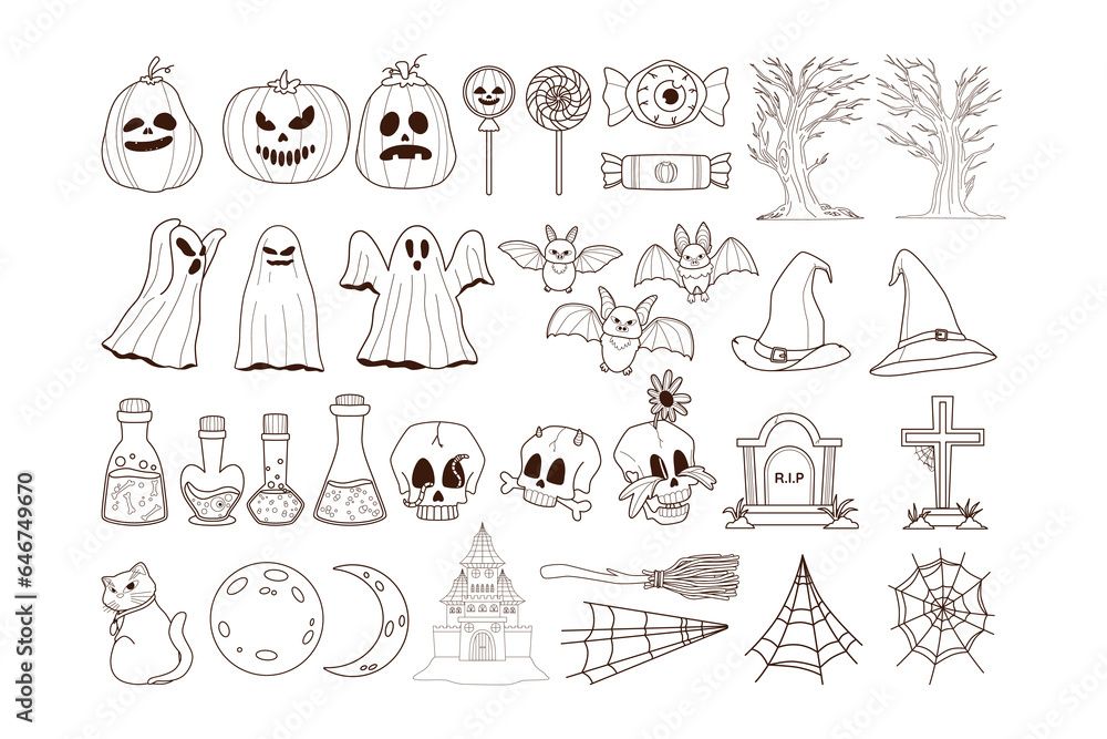 Doodle Halloween Illustration Set Doodle Halloween Illustration Set