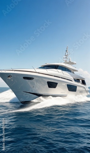 luxury yacht in the sea, luxury travel boat on the sea, luxury yacht on the ocean, luxury traveling boat scene © Gegham