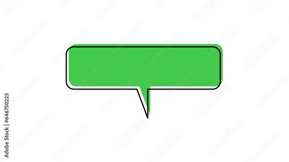 Speech bubble on white background. Animated green chat balloon. Useful for comics and cartoons. Speech bubble on white background. Animated green chat balloon. Useful for comics and cartoons.