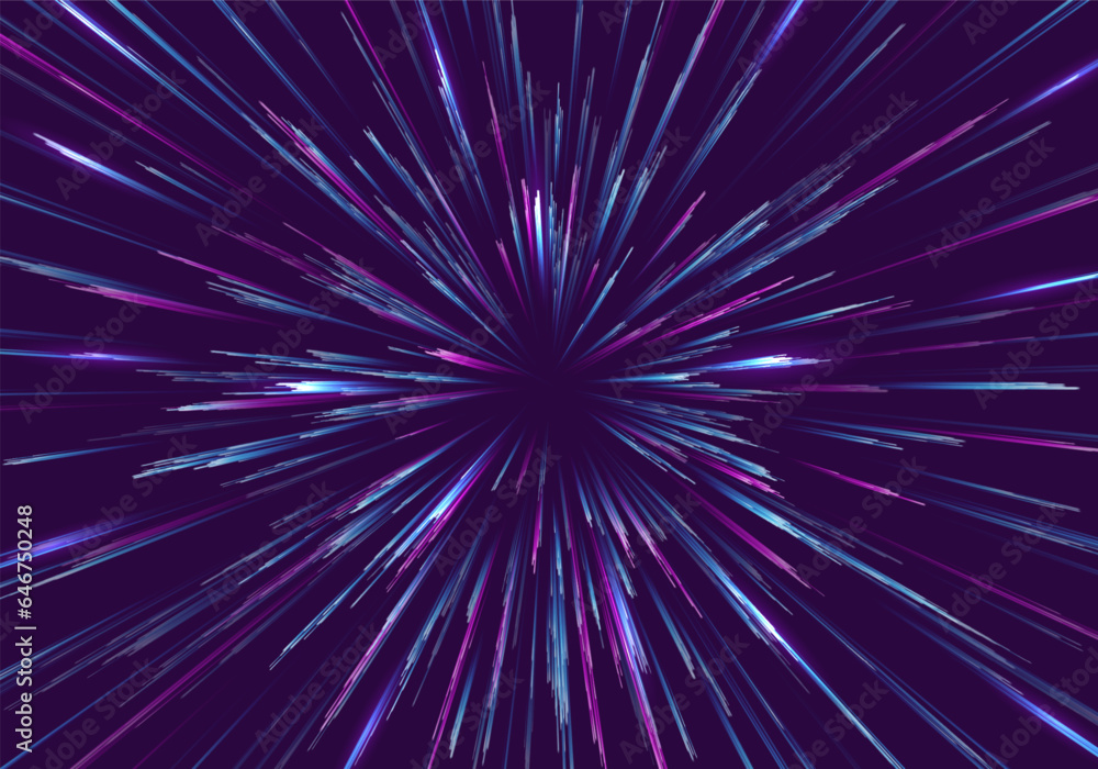 Portal with light effects. Neon futuristic tunnel. Abstract visualization of teleportation. Galactic background. Speed concept. Vector illustration. Portal with light effects. Neon futuristic tunnel. Abstract visualization of teleportation. Galactic background. Speed concept. Vector illustration.