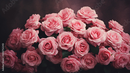 Beautiful bouquet of pink roses flowers