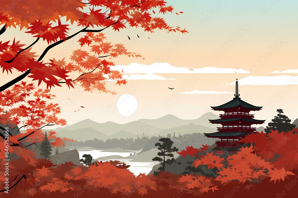 Obraz premium 神社仏閣の見える風景