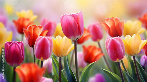 Beautiful spring flowers tulips photo