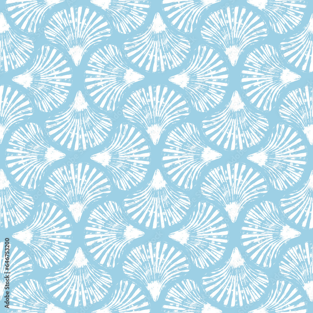 Art deco style abstract sea shells geometric forms seamless pattern