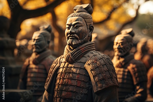 Terracotta Army: Rows of terracotta soldiers guarding the tomb of China's first emperor.Generated with AI photo