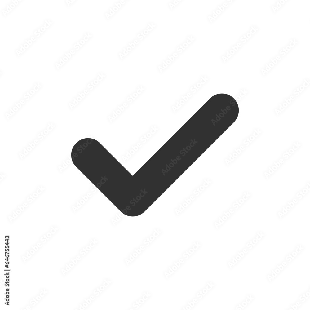 Check mark icon. Monochrome black and white symbol Check mark icon. Monochrome black and white symbol