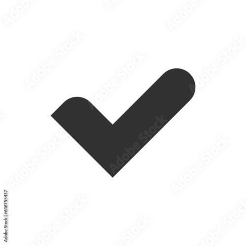 Check mark icon. Monochrome black and white symbol