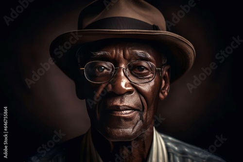 Black man old portrait mature. Generate Ai