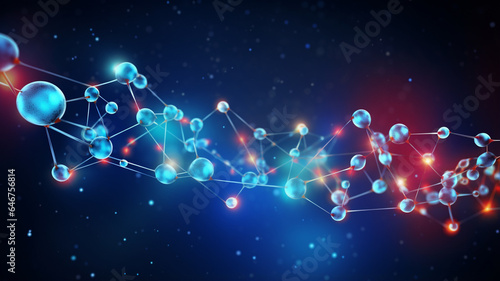 Connection from molecules on a blue background