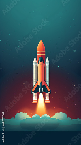 vertical rocket takeoff narrow high panoramic computer design graphics internet speed © kichigin19