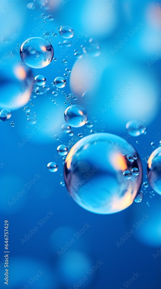 abstract underwater blue background with iridescent magical soap bubbles, wallpaper with glass balls or water drops. Generative ai abstract underwater blue background with iridescent magical soap bubbles, wallpaper with glass balls or water drops. Generative ai
