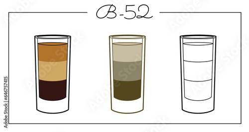 Alcohol drinks line art illustration. Vector illustration B-52