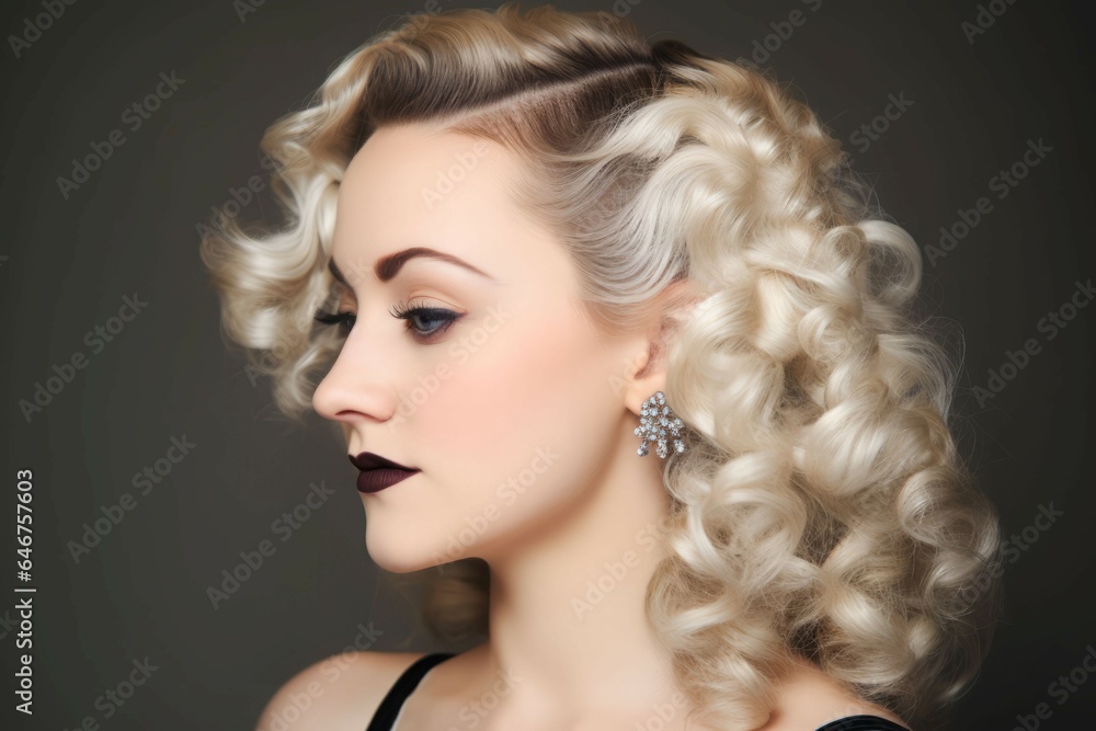 Fototapeta premium Elegant hollywood old woman. Generate Ai