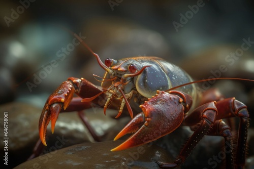 Lobster animal red stones. Generate Ai