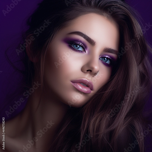 Wallpaper Mural Fashion portrait of a beautiful brunette girl with purple makeup. Beautiful blonde girl with bright makeup poses for a fashion photo. Stunning blonde model with violet makeup, looking at camera Torontodigital.ca