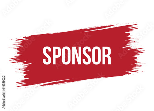 Brush style sponsor red vector banner illustration isolated on white background
