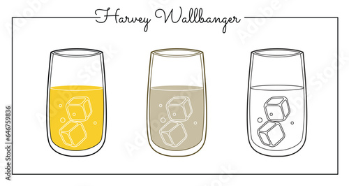 Alcohol drinks line art illustration. Vector illustration