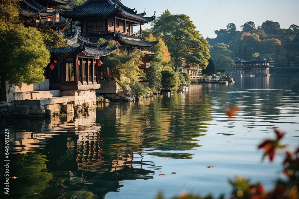Obraz premium China, snaking through dramatic landscapes, symbolizing rich history picturesque tourist destinations.Generated with AI
