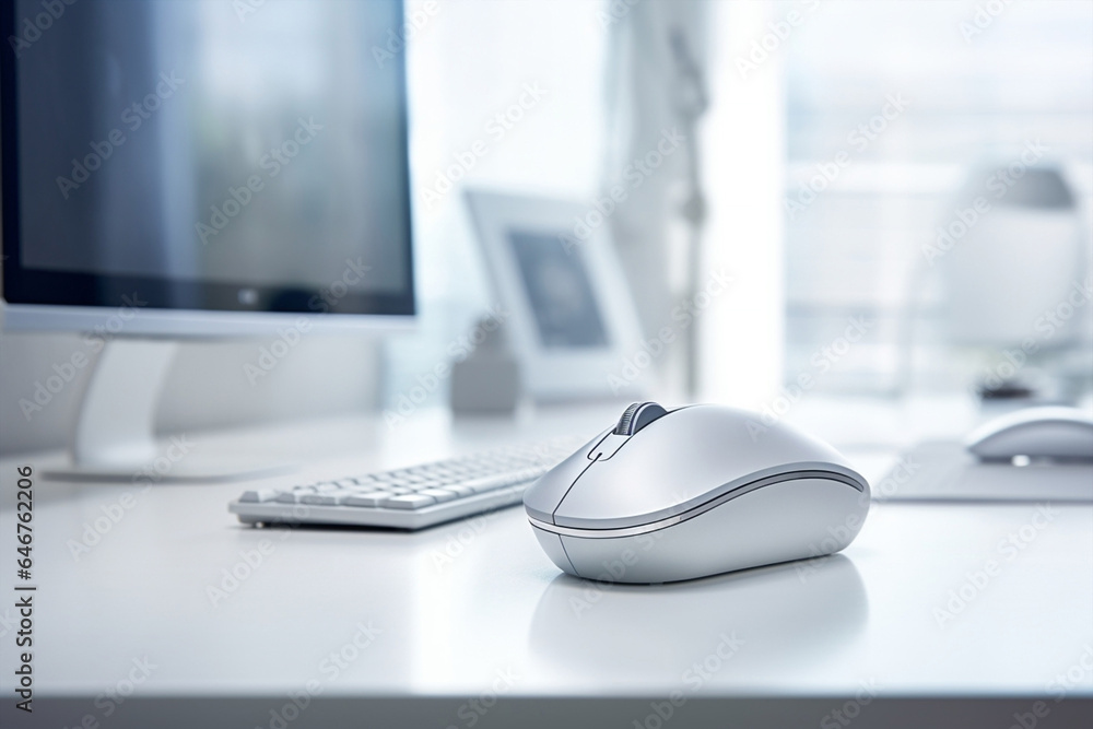 White keyboard office mouse equipment technology workplace business computer work White keyboard office mouse equipment technology workplace business computer work