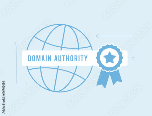 Domain Authority Checker concept. Aged Web Domains with Quality Backlinks and High Authority Scores. Vector illustration isolated on white background with icons