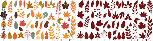 collection of tree leaves autumn on white background vector