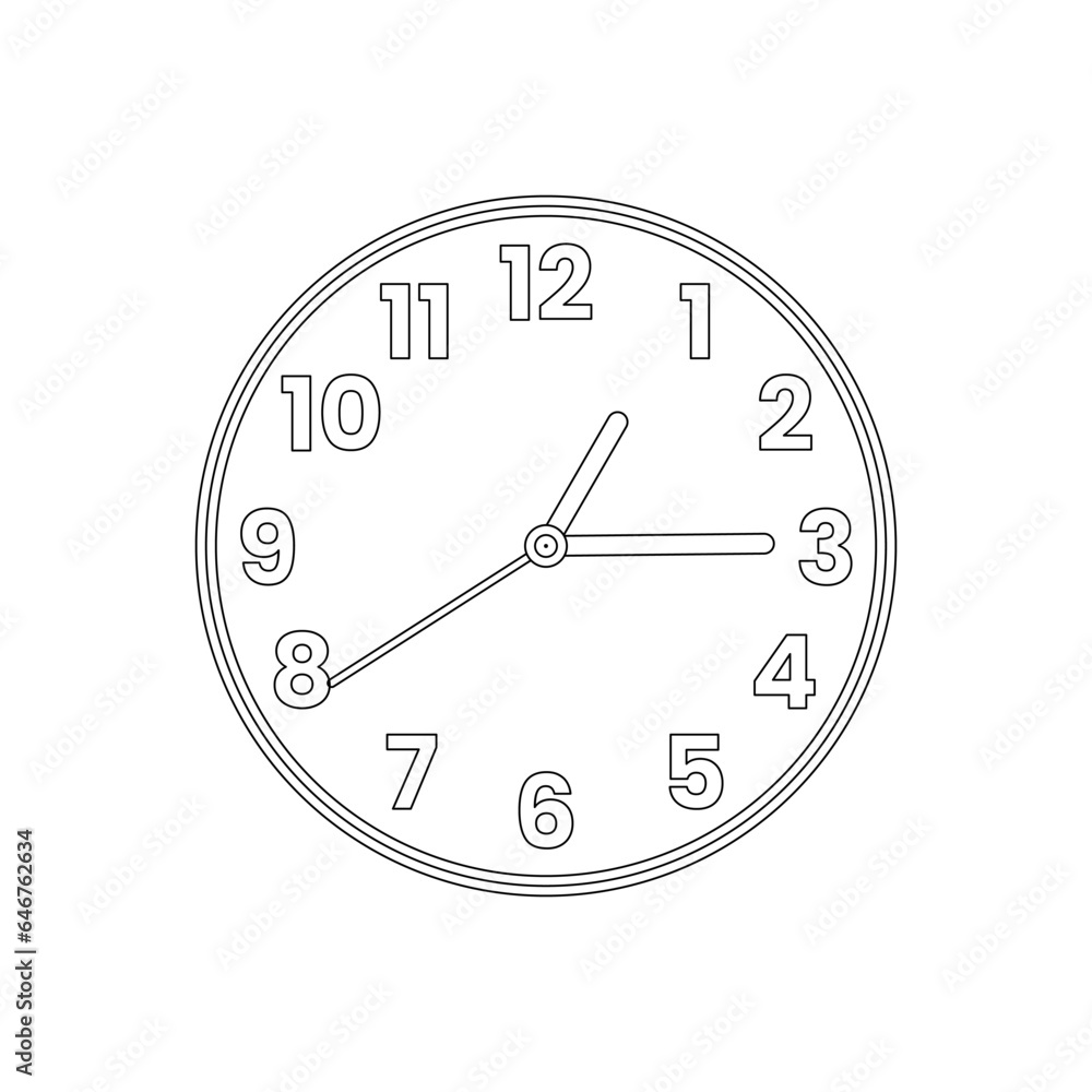 Wall home clock in outline flat icon style. Vector illustration in trendy style. Editable graphic resources for many purposes. Wall home clock in outline flat icon style. Vector illustration in trendy style. Editable graphic resources for many purposes.