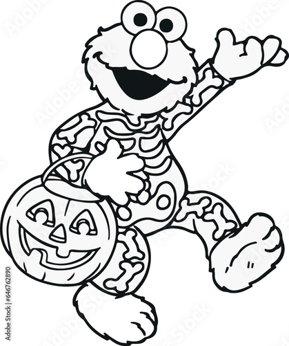 Halloween themed coloring pages for preschoolers. Isolated vector illustration for t shirt design, poster, tote bag, mug etc.