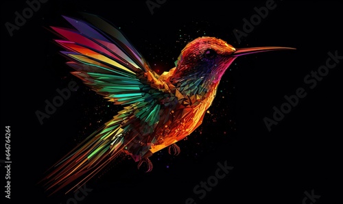 hummingbird logo with multiple colors flying through the air.. © AbGoni