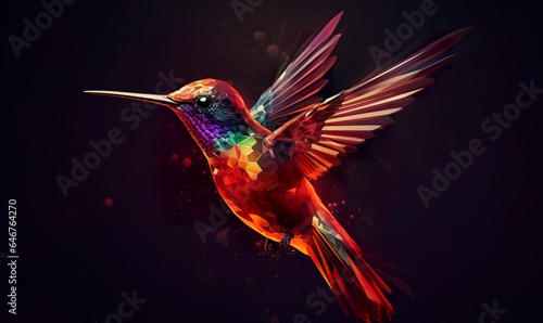hummingbird logo with multiple colors flying through the air.. © AbGoni