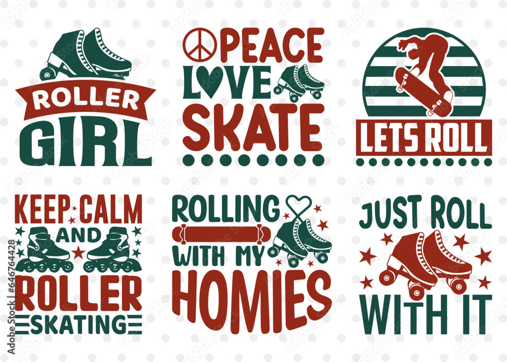 Roller Skating SVG Bundle, Roller Derby svg, Roller Skates Svg, Roller Skates Quotes, Skates Cutting File