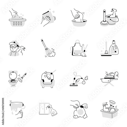 Pack of Housekeeping Hand Drawn Icons

