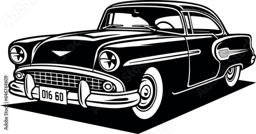 vector illustration of a fifties classic car.