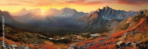 Panorama mountain autumn landscape.