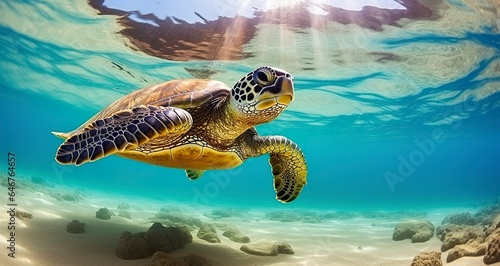 Photo of Sea turtle in the Galapagos island. © AbGoni
