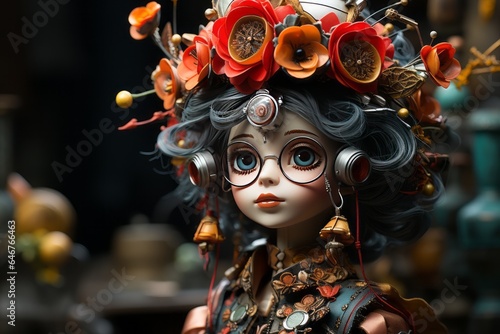 Doll In A Whimsical Dress-Up Ensemble, Generative AI