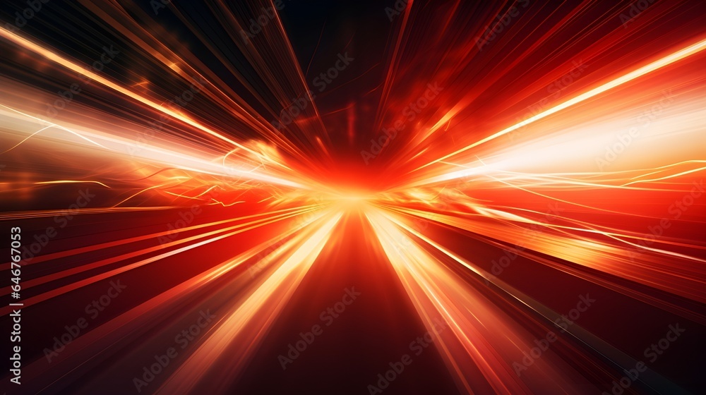 High-speed blur zoom effect, neon color motion on a speedway, panoramic high-speed technology concept, lights abstract background. Sci-fi illustration with neon lights and road. Generative AI. High-speed blur zoom effect, neon color motion on a speedway, panoramic high-speed technology concept, lights abstract background. Sci-fi illustration with neon lights and road. Generative AI.