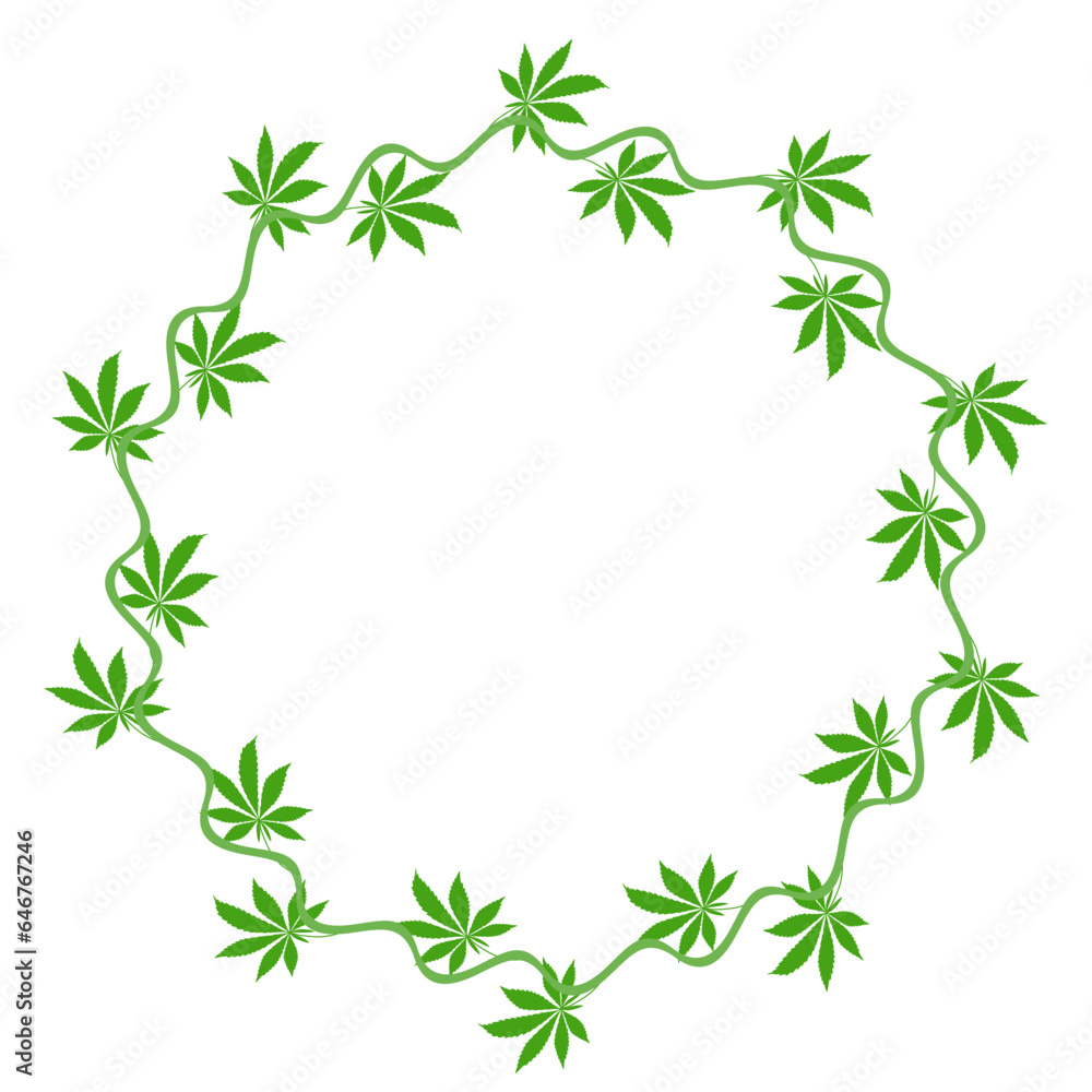 hemp cannabis herb art drawn round frame