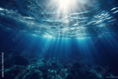 Sunlight streaming through clear blue water in the ocean © Virginie Verglas