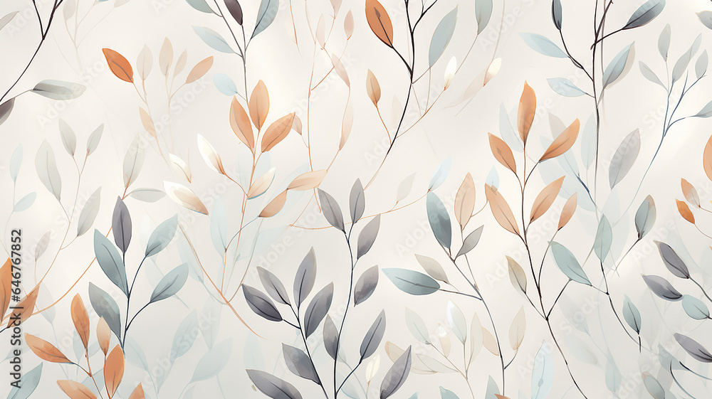autumn leaves on a white background pattern soft pastel color