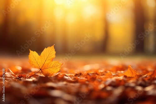 A single leaf resting on a bed of fallen leaves