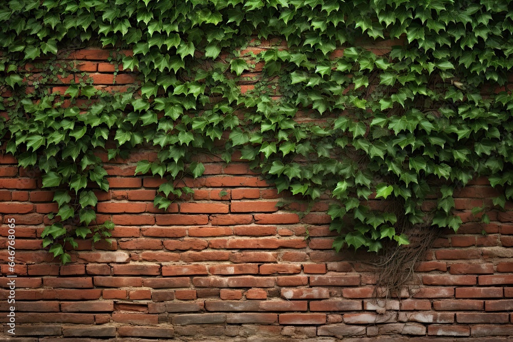 Ivy adorning aged wall. Rustic elegance. Green leaf on weathered brick. Botanical beauty. Nature touch on vintage architecture Ivy adorning aged wall. Rustic elegance. Green leaf on weathered brick. Botanical beauty. Nature touch on vintage architecture