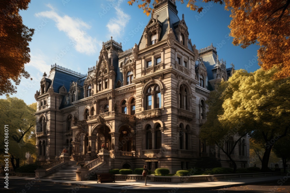 Historic Office Building With Intricate Detail, Generative AI
