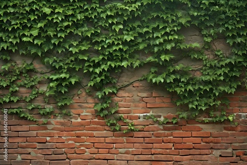 Ivy adorning aged wall. Rustic elegance. Green leaf on weathered brick. Botanical beauty. Nature touch on vintage architecture