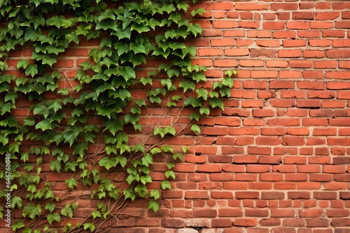 Ivy adorning aged wall. Rustic elegance. Green leaf on weathered brick. Botanical beauty. Nature touch on vintage architecture