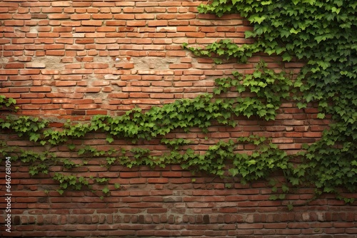 Ivy adorning aged wall. Rustic elegance. Green leaf on weathered brick. Botanical beauty. Nature touch on vintage architecture