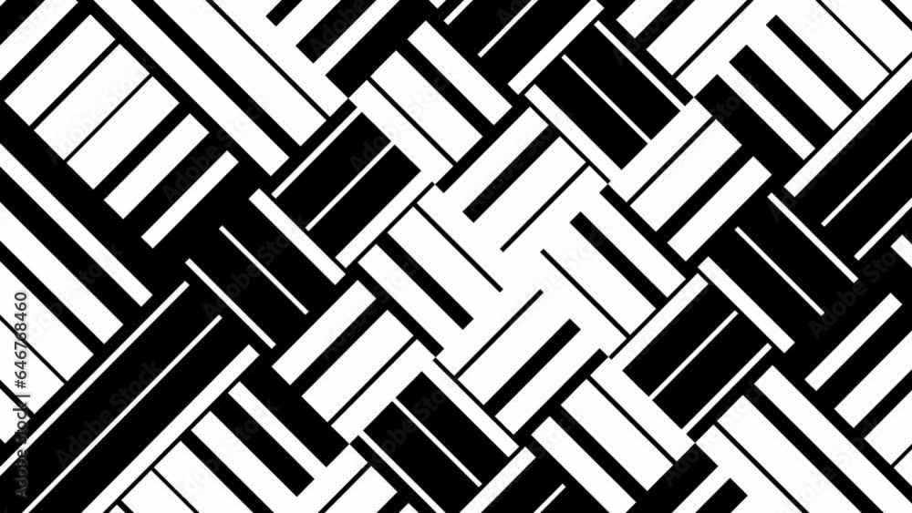 Abstract background with black and white stripes.Seamless loop video.Monochrome pattern. Abstract background with black and white stripes.Seamless loop video.Monochrome pattern.