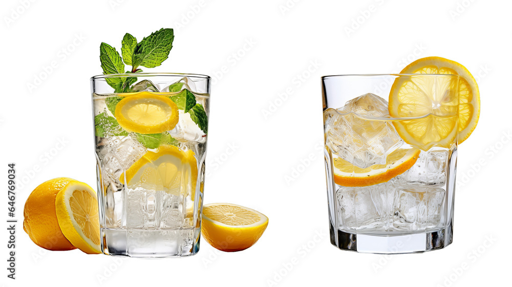 glass of lemonade With Mint Leaf's Png - obrazy, fototapety, plakaty 